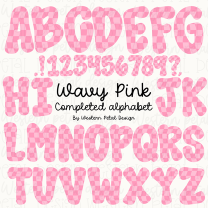 Wavy Pink Alphabet PNGs | 300 DPI
