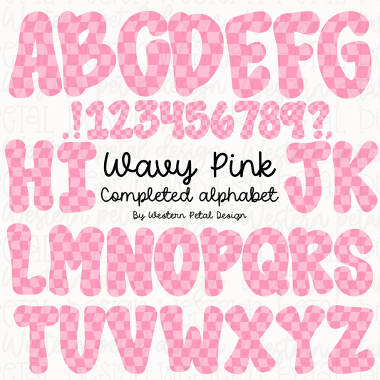 Wavy Pink Alphabet PNGs | 300 DPI