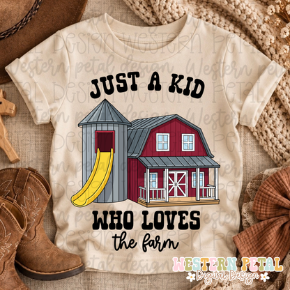Just a kid who loves the farm Shirt PNG