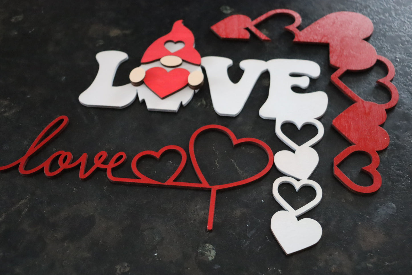 Gnome “LOVE” Valentine’s Day sign for door and window trim seasonal sign