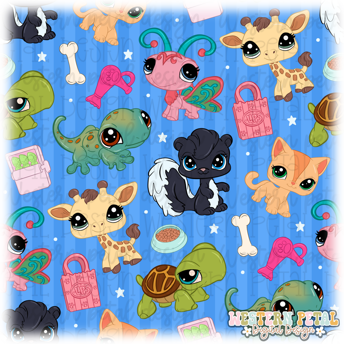 Blue LPS Seamless Pattern PNG
