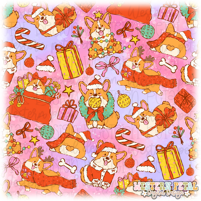 Corgi Christmas Seamless Pattern PNG