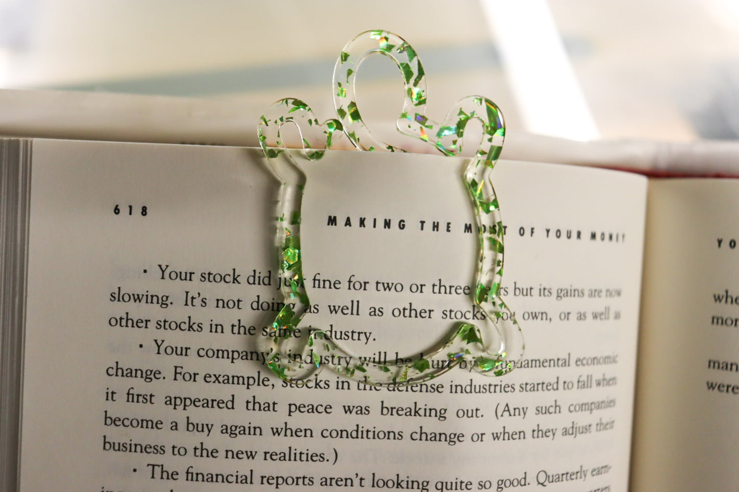 Sea turtle acrylic bookmark, paper clip, bag clip