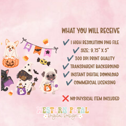 Halloween Pups Glass Can Wrap PNG