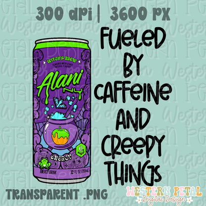 Caffeine & Creepy Things Halloween PNG