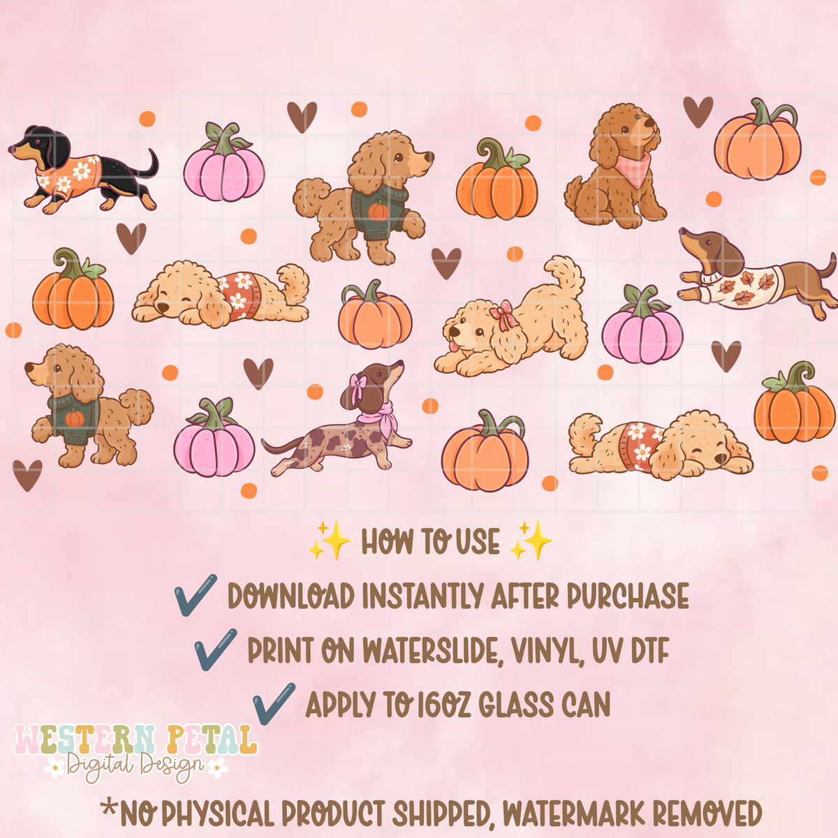 Fall Pups Glass Can Wrap PNG