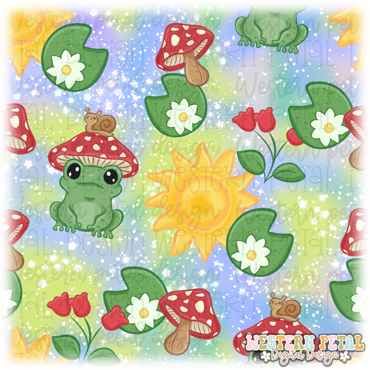 Toadstools Seamless Pattern PNG