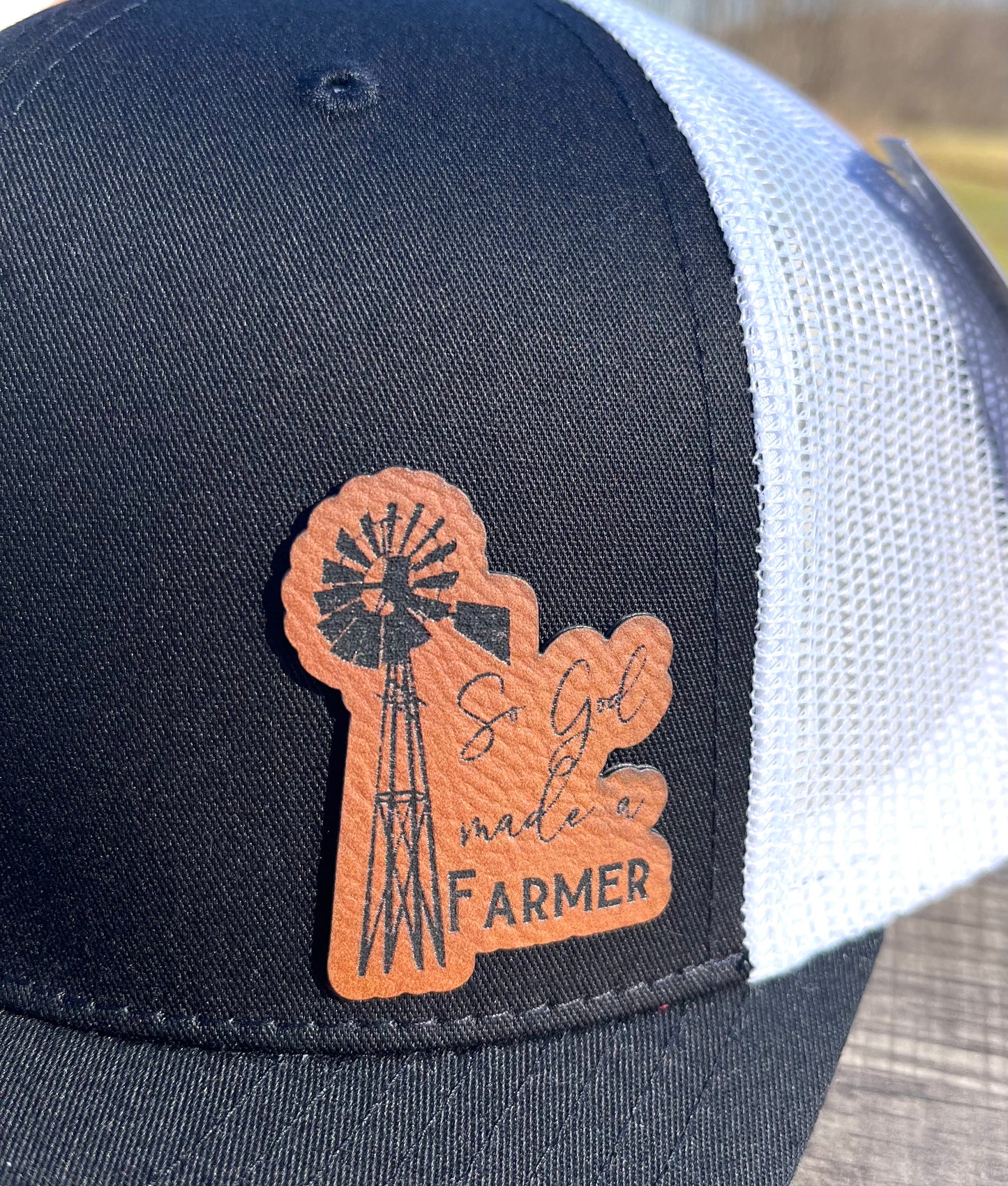 God Made a Farmer leather patch hat