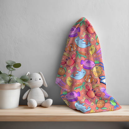 Ocean Animals Seamless Pattern PNG - Coral Background
