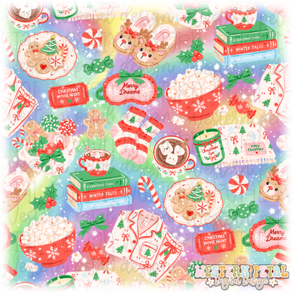 Christmas Sleepover Seamless Pattern PNG