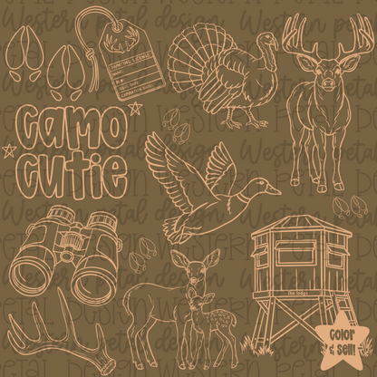 Hunting Season Hand Drawn Procreate Stamps