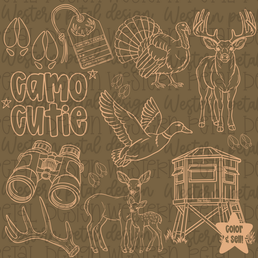 Hunting Season Hand Drawn Procreate Stamps