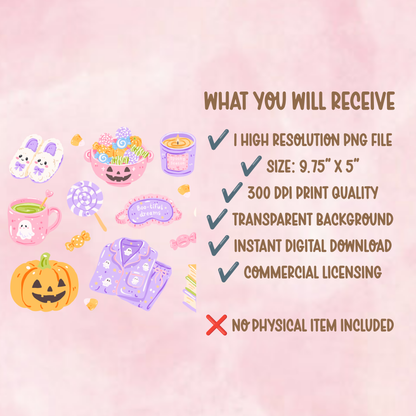 Girly Spooky Sleepover Glass Can Wrap PNG