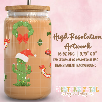 Western Holiday Glass Can Wrap PNG