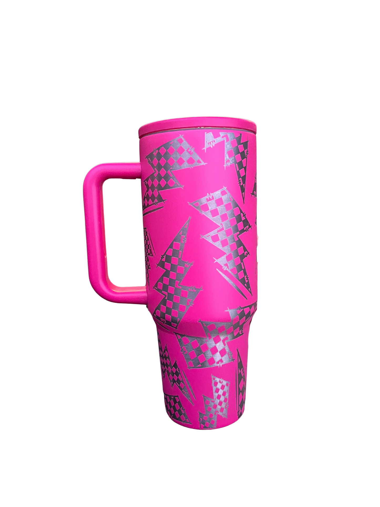 Checkered Lightning 40 oz Leakproof Tumbler | Hot Pink