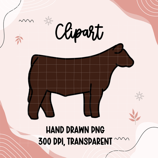 Brown steer clipart | Hand drawn