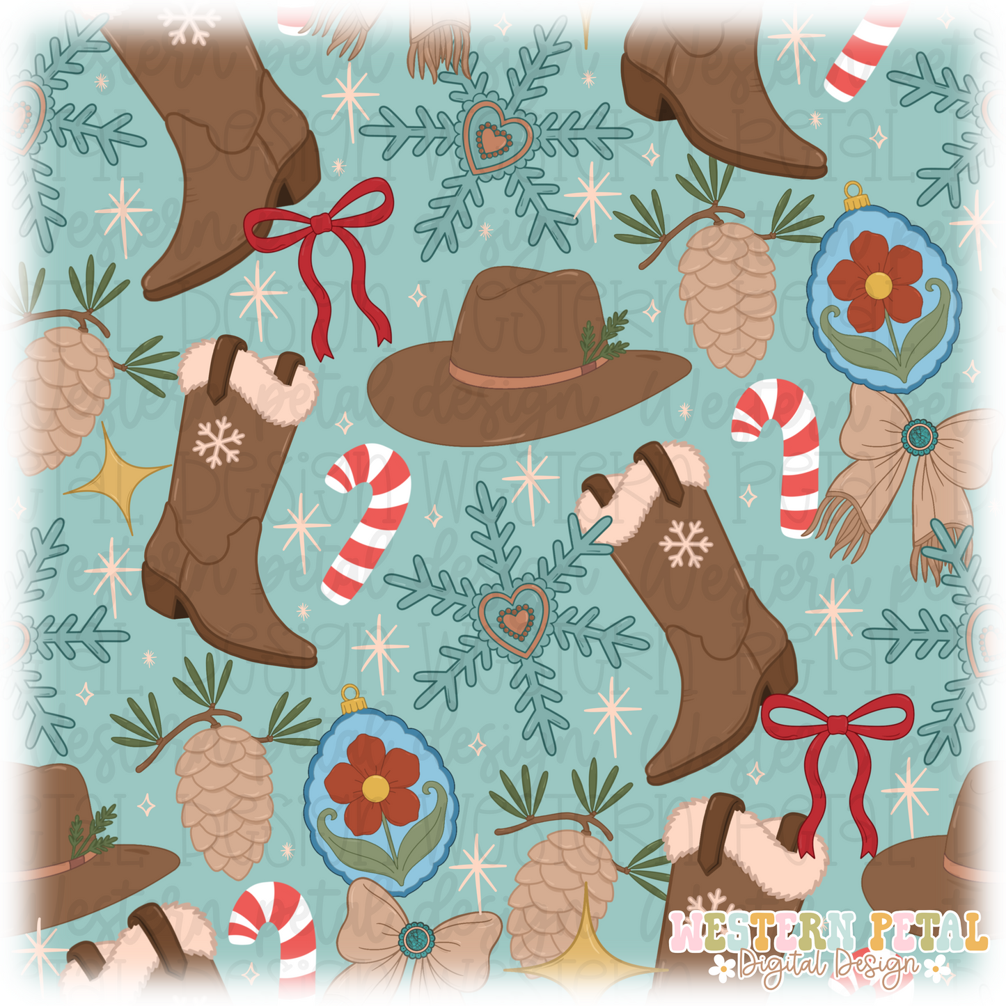 Western Holidays Seamless Pattern PNG