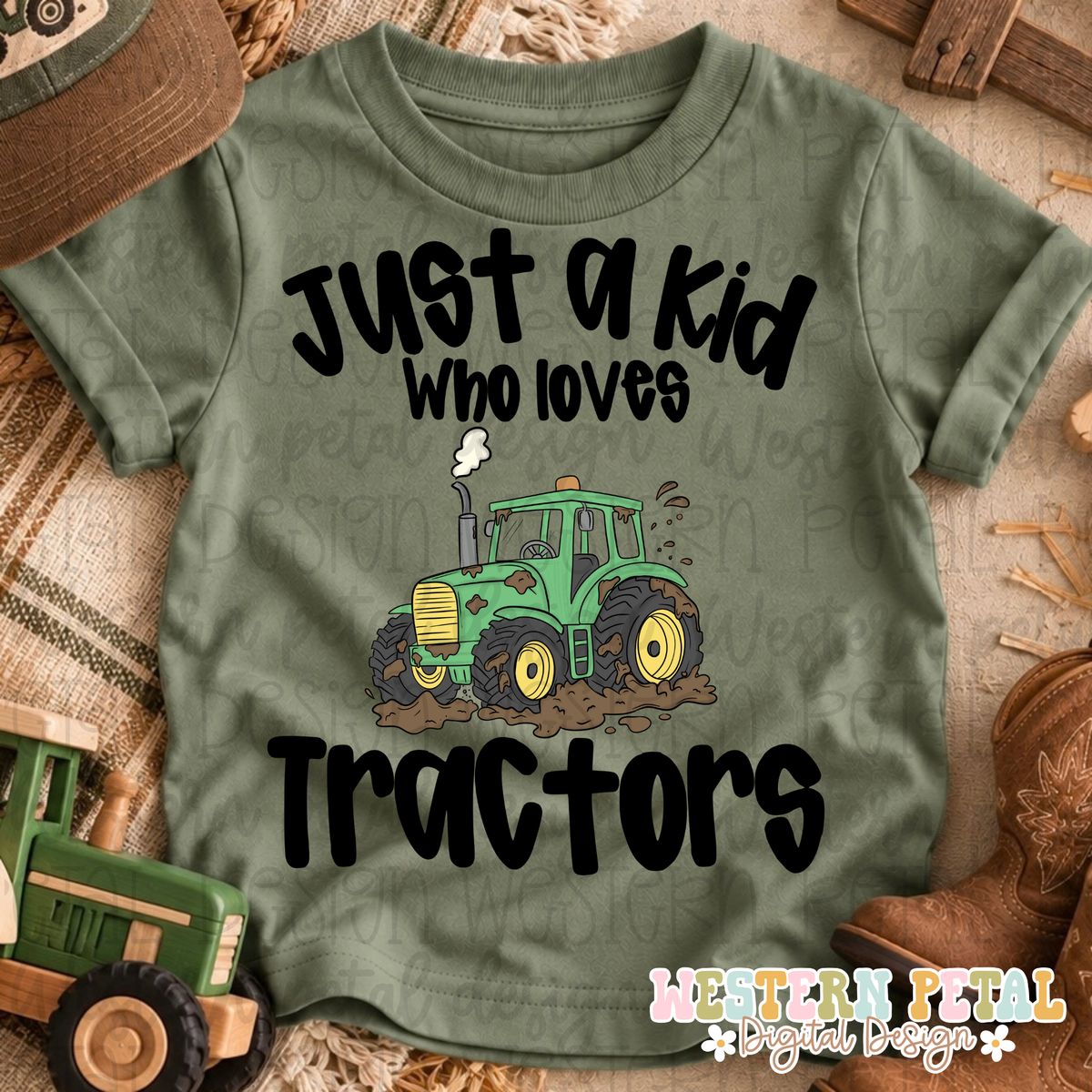 Just a kid who loves tractors Shirt PNG