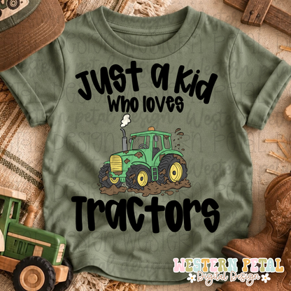 Just a kid who loves tractors Shirt PNG