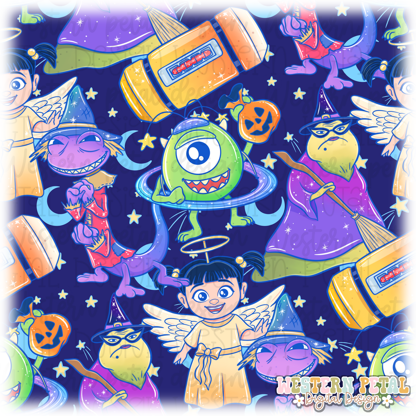 Monsters Seamless Pattern PNG