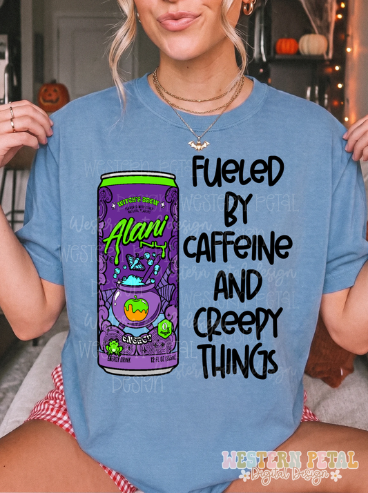Caffeine & Creepy Things Halloween PNG