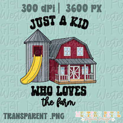 Just a kid who loves the farm Shirt PNG