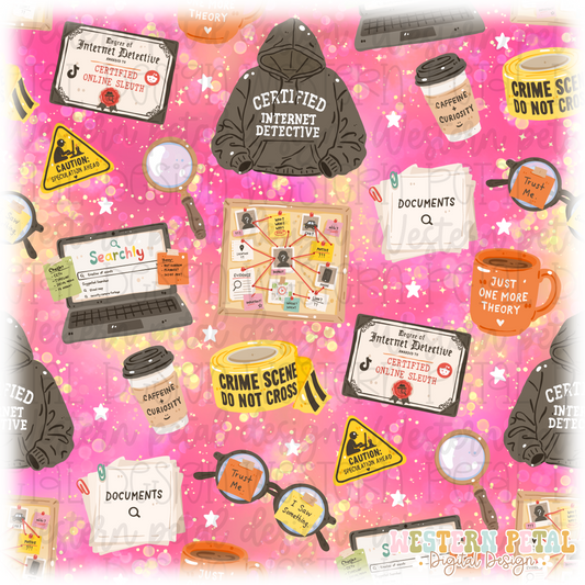 True Crime Seamless Pattern PNG
