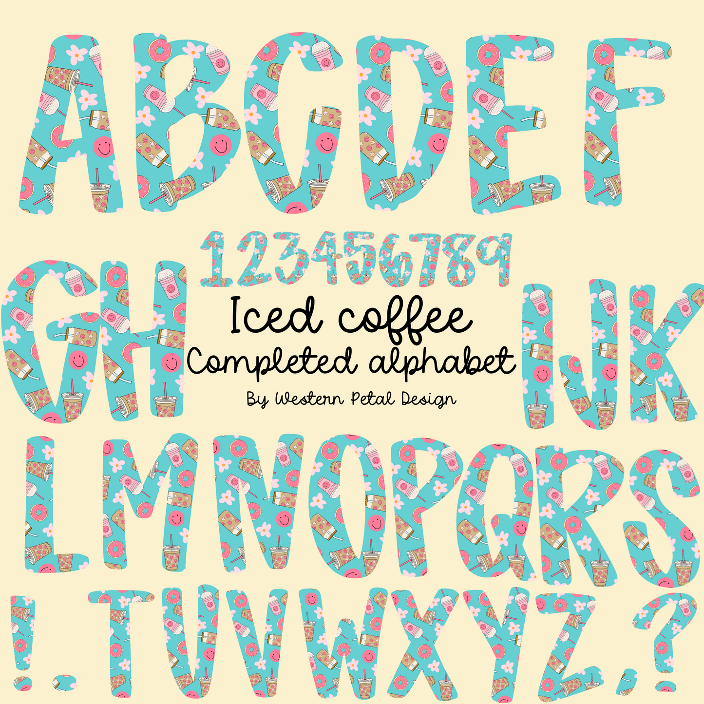 Iced Coffee Alphabet PNGs | 300 DPI