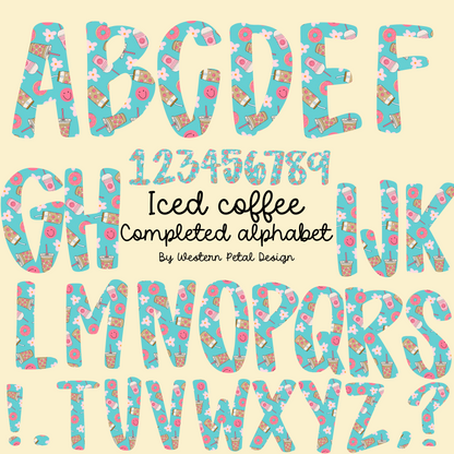 Iced Coffee Alphabet PNGs | 300 DPI