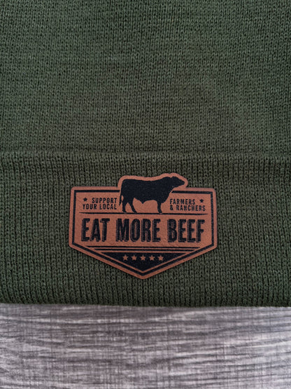 Eat more beef leather patch hat silhouette