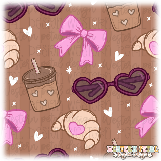 Coffee Date Seamless Pattern PNG