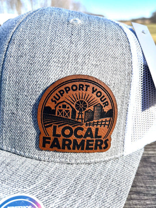 Support Local Farmers leather patch hat