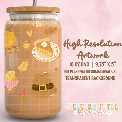 Thanksgiving Glass Can Wrap PNG