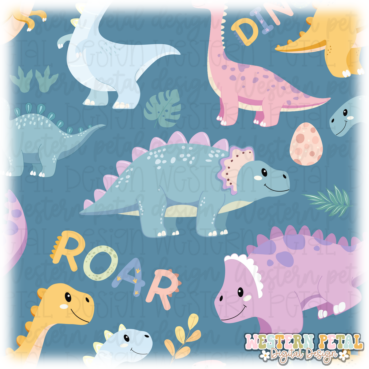 Pastel Dinosaur Seamless Pattern