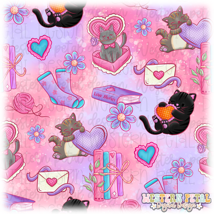 Love Cats Seamless Pattern PNG