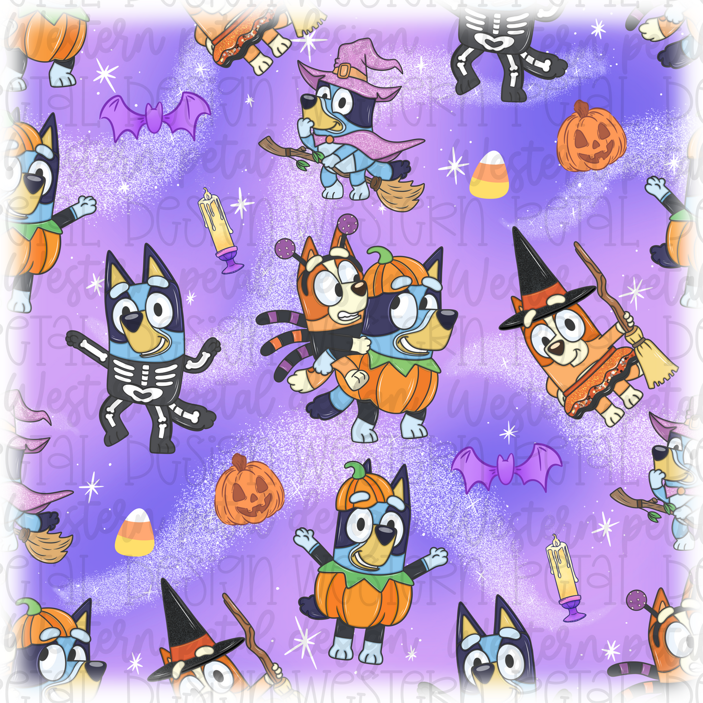 Halloween Puppy Seamless Pattern PNG