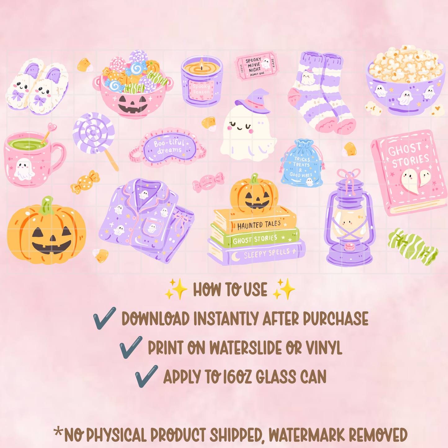 Girly Spooky Sleepover Glass Can Wrap PNG