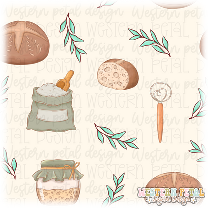 Sourdough Bread Seamless Pattern | Bakery Digital Paper (12x12 PNG)