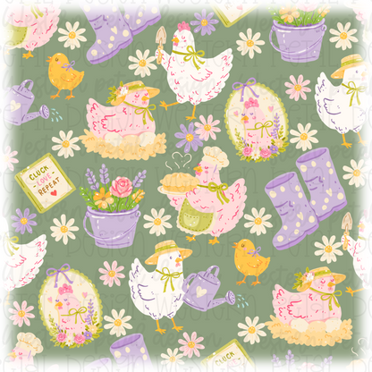 Cute Chicken Seamless Pattern PNG