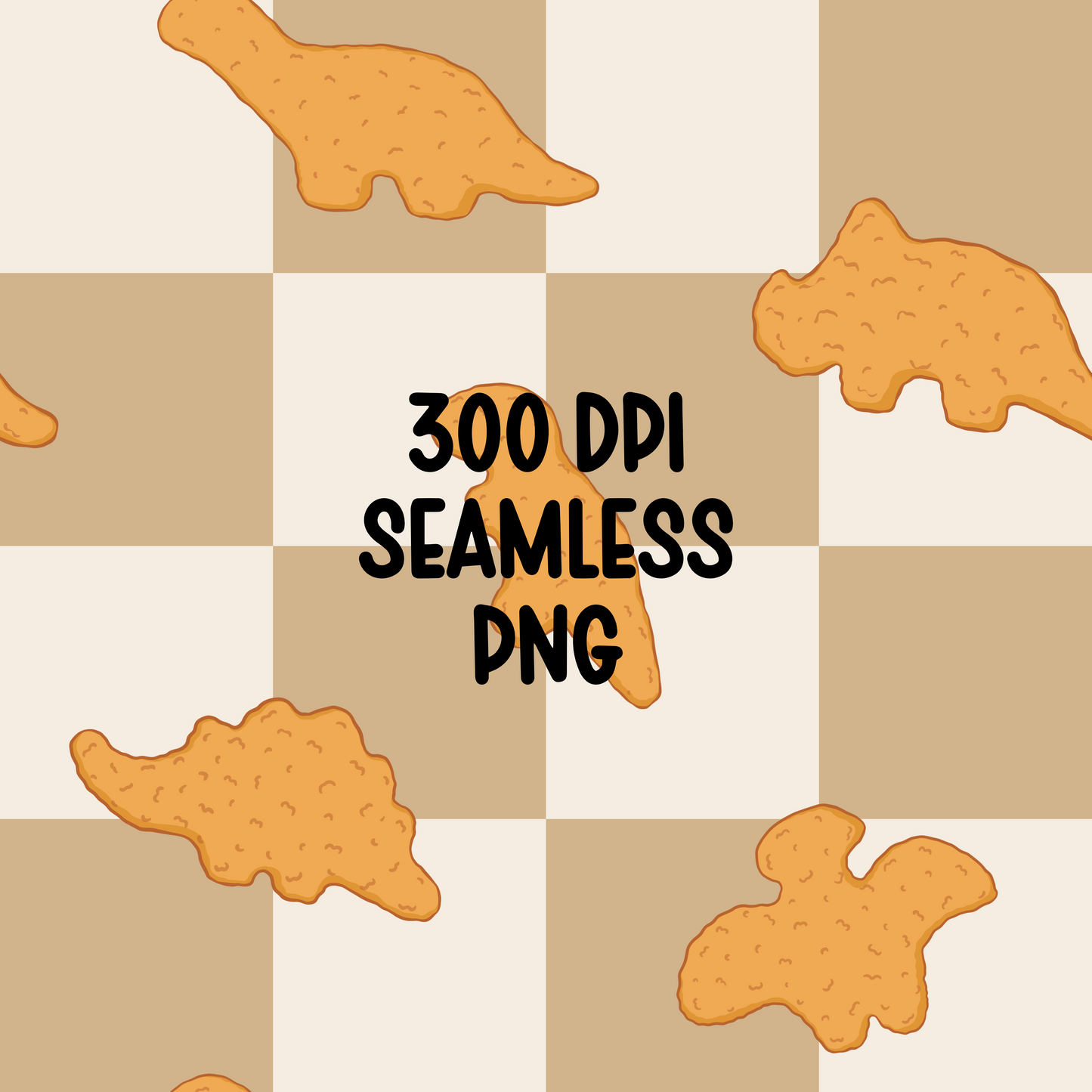 Dinosaur Nugget Seamless Pattern PNG | Checkerboard Dino Nuggets Digital Paper