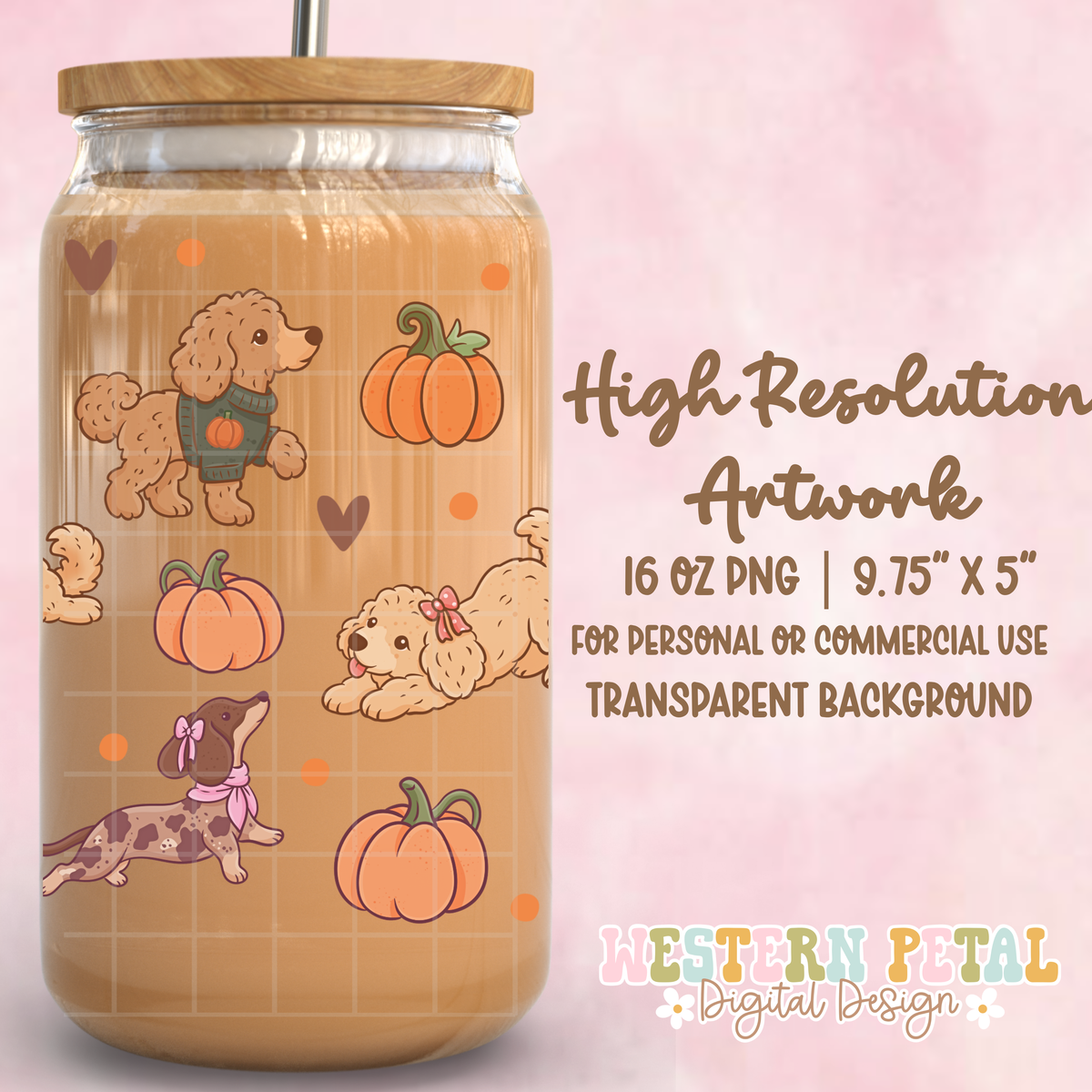 Fall Pups Glass Can Wrap PNG