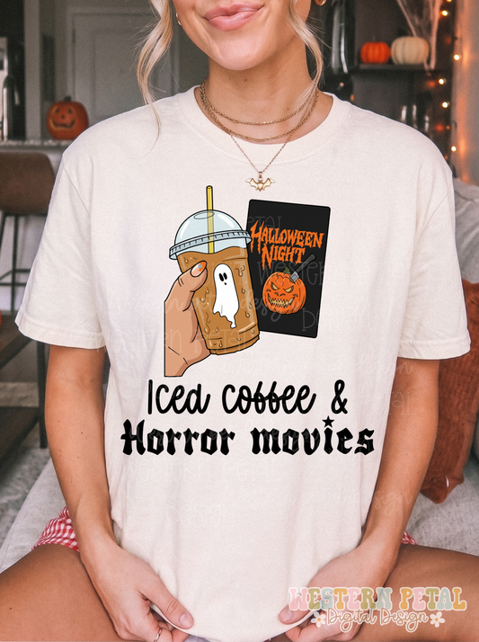 Iced Coffee & Horror Movies Halloween PNG