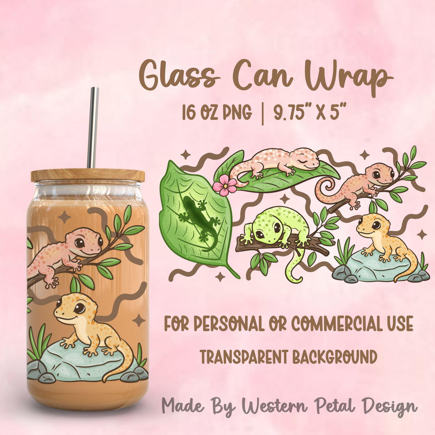 Gecko Glass Can Wrap PNG