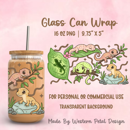Gecko Glass Can Wrap PNG