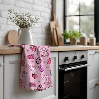 Mootiful Love Cow Seamless Pattern • Pink Valentine Cow Print • 12x12 300 DPI • Hand Drawn Cute Cow PNG • Strawberry Hearts Western Pattern