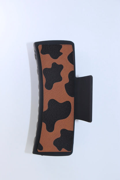 Cow Print hair clip with leather pattern