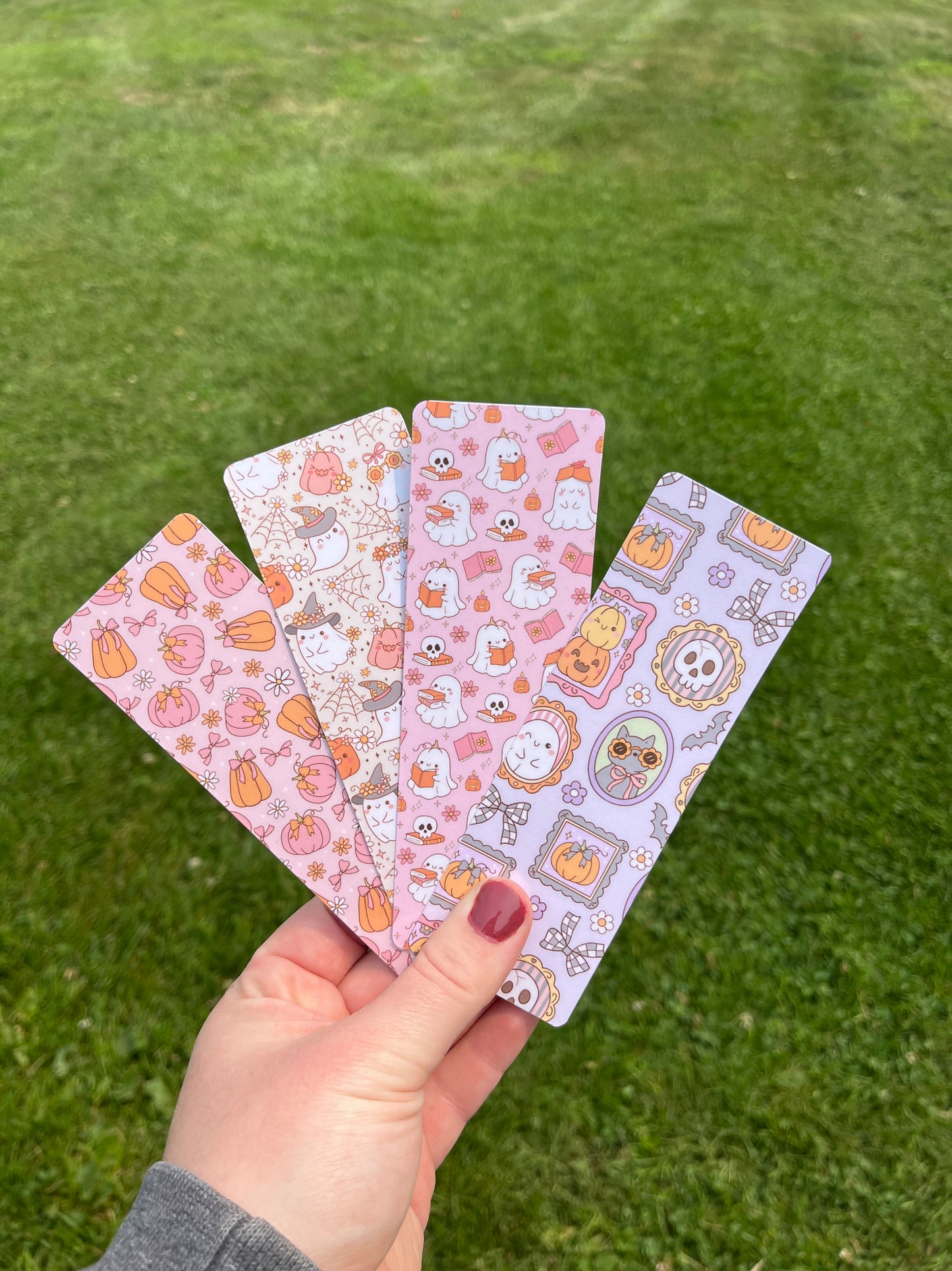 Pastel Halloween Bookmarks – Cute Ghosts & Pumpkins | Laminated 2x6” Kawaii Fall Reading Accessories