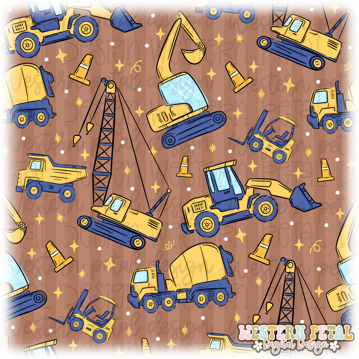 Construction Seamless Pattern PNG