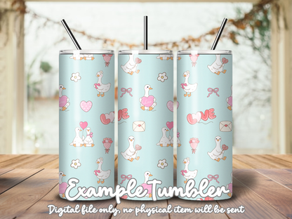 Hand Drawn Valentine Goose Seamless Pattern | 12x12” 300 DPI Digital Paper | Cute Love Ducks Background for Sublimation, Scrapbooking, Craft