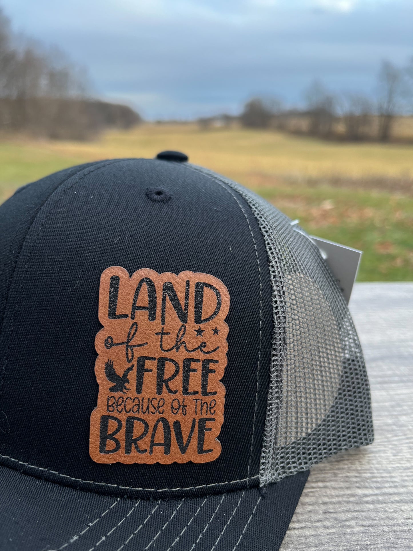 Land of the free leather patch hat